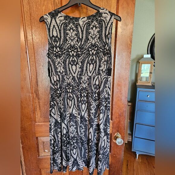 R & M Williams Women's 16 Dress And Jacket Black With Tan Patterned Detail - Picture 3 of 6